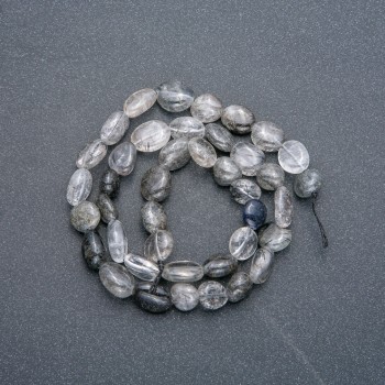 Mărgele pe șnur din cuart rutilit cu incluziuni filamentare, formă facetată, diametrul 8x9 mm, lungime 41 cm