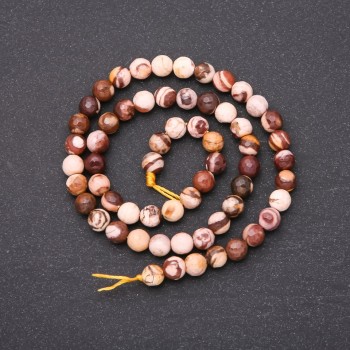 Mărgele pe șnur din jasper natural, fațetate, rotunde, diametrul de 6 mm (+/-), lungimea de 38 cm