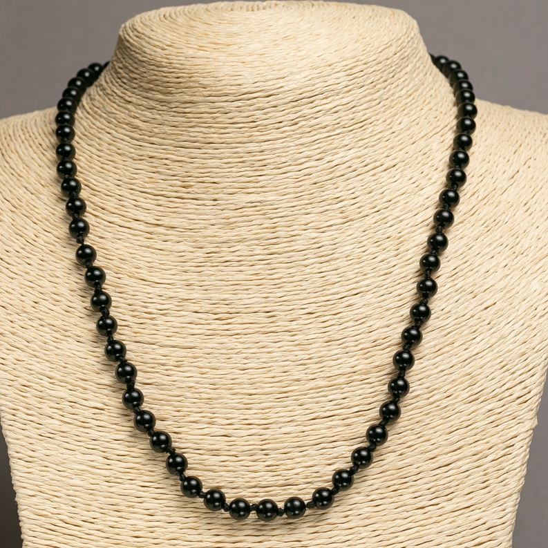 Colier din agată, mărgele sferice de 6 mm, lungime 47–50 cm