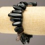 Brățară din agat negru, cioburi în formă de ac, diametrul 10-20×3-7 mm, lungime 18 cm +