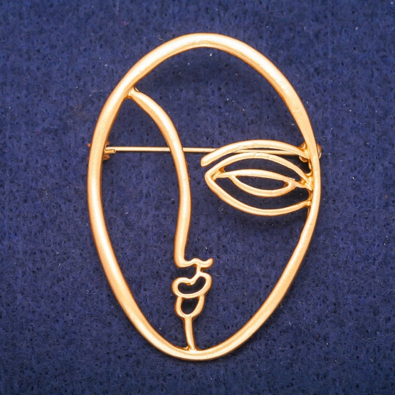 Broșă Accent Față, metal auriu, 43×60 mm