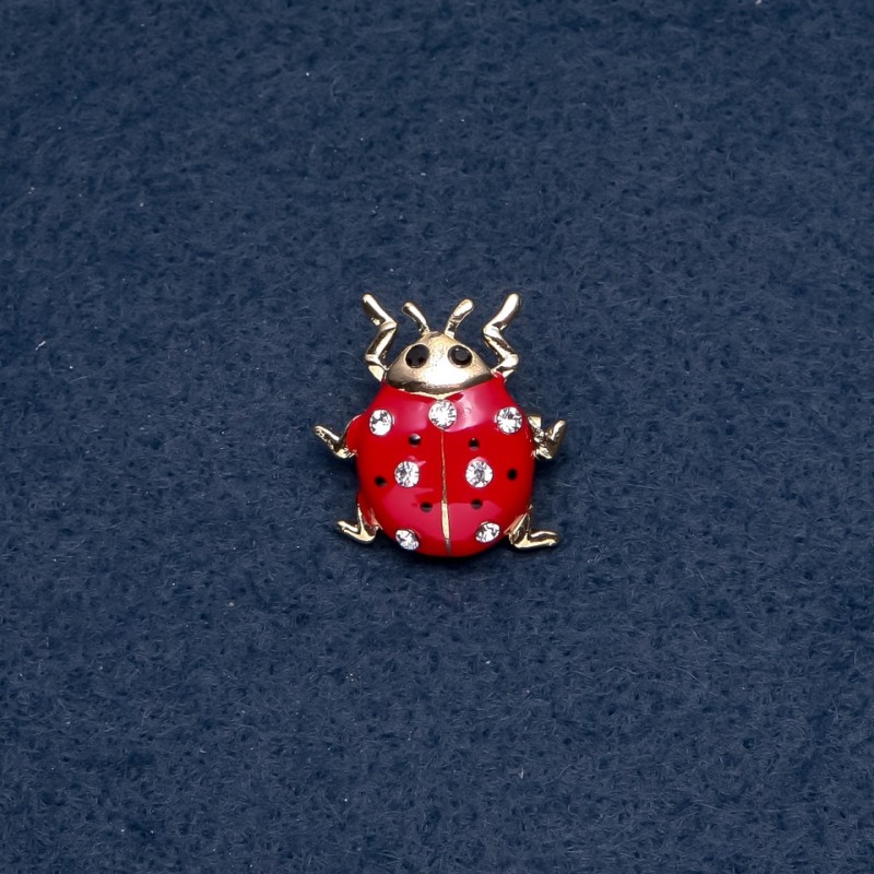 Broșă «Buburuza» 22×23 mm, serie insecte, culoare metalică aurie