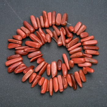 Șir de piatră naturală Aventurin «Nisip auriu» fragmente în formă de ac, diametrul 20×6 mm, lungime 40 cm +