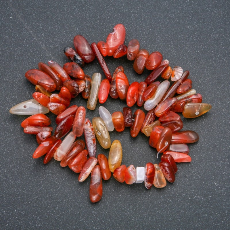 Șnur din carneol natural, fragmente în formă de ac, diametru 18x6 mm, lungime 38 cm +