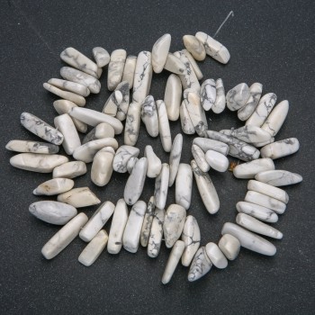 Șnur din piatră naturală Chalcedon fragmente în formă «ac», diametrul 20×8 mm, lungime 40 cm +