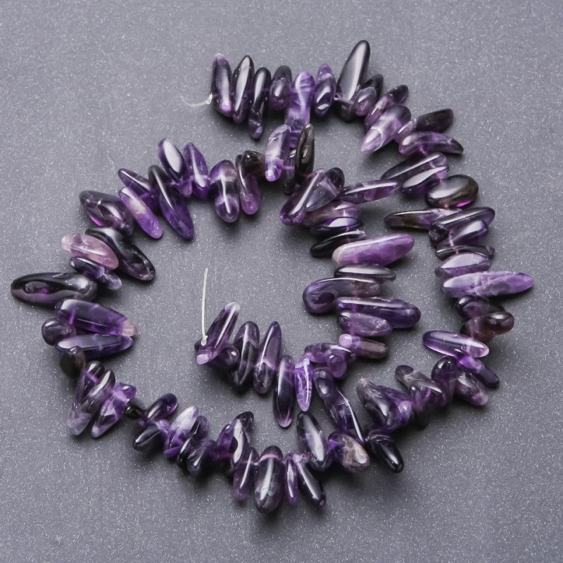 Mărgele din ametist, piatră naturală, formă de ac, dimensiuni 7x20 mm, lungime 40 cm pe șnur