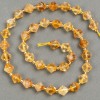Mărgele pe șnur, piatră naturală citrin, tăiate facetat în formă de romb, diametrul 9×8,5 mm, lungime 39 cm ± (cu inserții de mărgele de 3×3 mm)