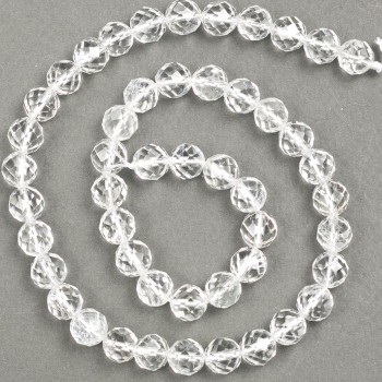 Mărgele din piatră naturală Cristal de munte, bilă facetată, diametrul 8 mm, lungime 39 cm +