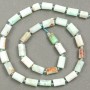 Mărgele din amazonit natural, fațetate, pe șnur, diametru 11–6 mm, lungime aproximativă 39 cm, cu mărgele mici de 3×2 mm