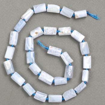 Mărgele pe șnur din piatră naturală – Agat albastru, tăiate, diametru 12-11×7-6 mm, lungime 40 cm+