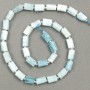 Mărgele pe șnur din piatră naturală, acvamarin, tăiate, 10×6 mm, lungime 40 cm ± (cu mărgele de 3×2 mm)
