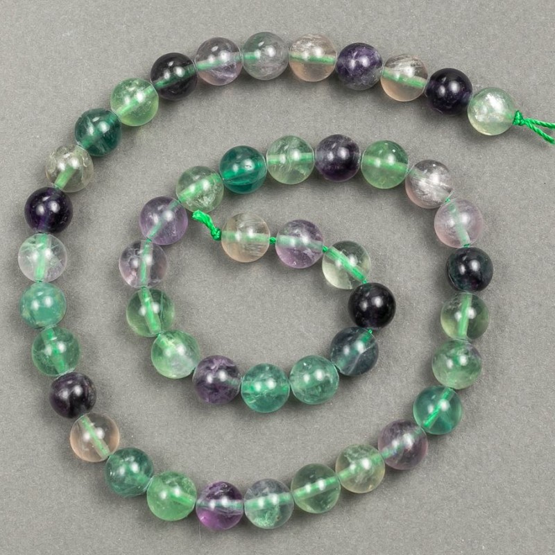 Mărgele din fluorită naturală pe șnur, diametru 8 mm, lungime 39 cm +
