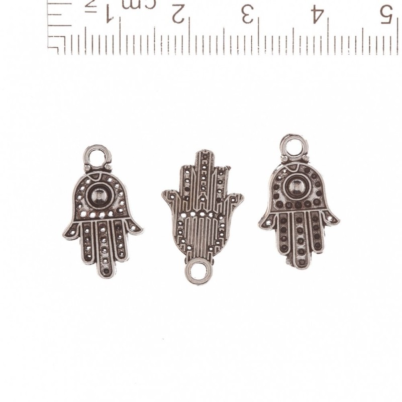 Furnitură Pandantiv Hamsa, bilă în centru «nit» 20×12 cm, pachet 20 g ±35 buc
