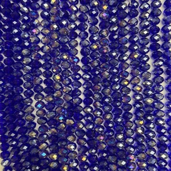 Mărgele din cristal ceh pe fir, culoare albastru cu nuanță "benzină" "rondel facetat", diametru aproximativ 8x6 mm, lungime 40–42 cm