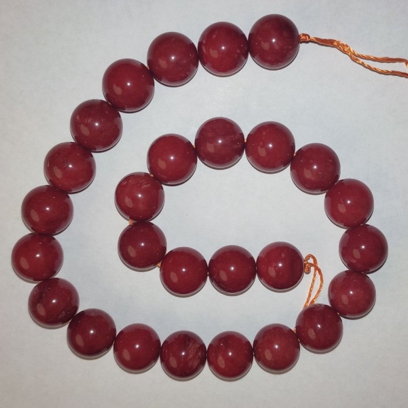 Mărgele pe șnur din jasper artificial, diametru 14 mm, lungime 37 cm
