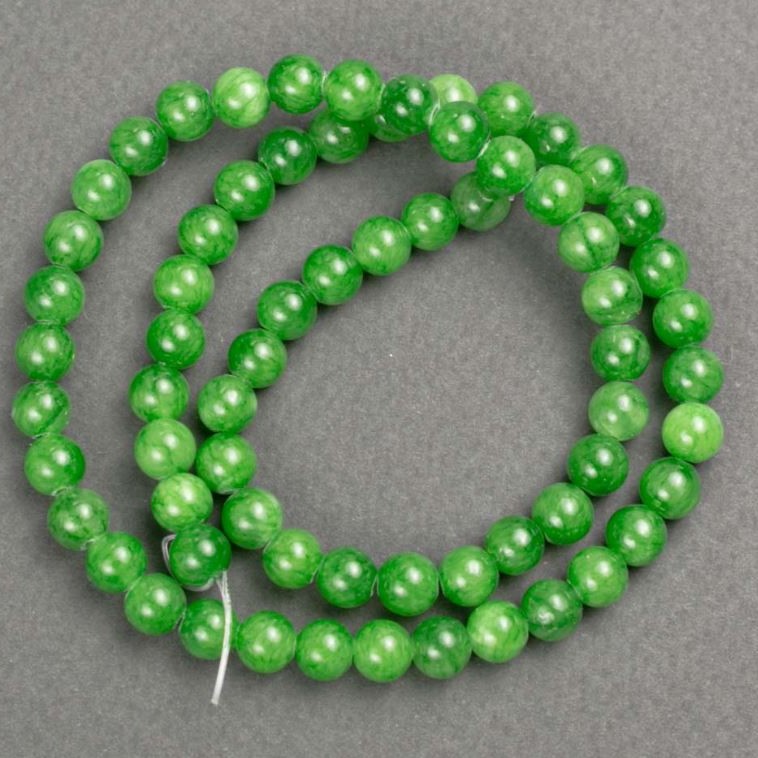 Mărgele Nefrit din acrilic artificial pe fir, bile netede, diametrul 6 mm ±, lungime 40 cm ±