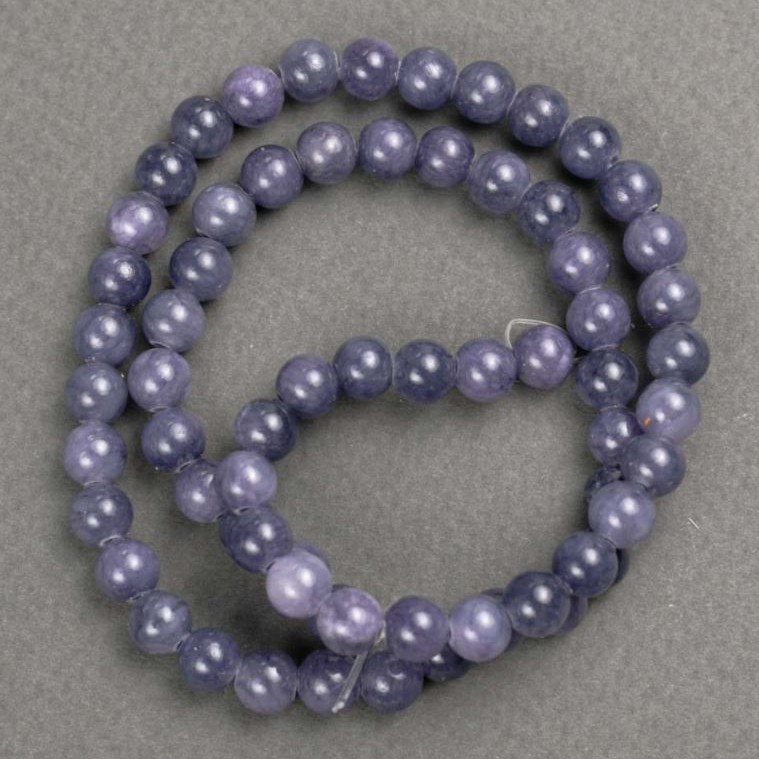 Mărgele ametist acrilic (artificial) pe șnur, bilute netede, diametrul 6,5 mm, lungime 40 cm