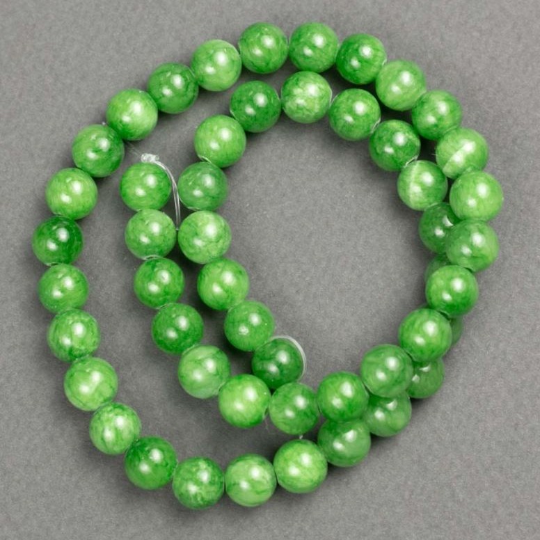 Mărgele acrilice imitatie jad, pe fir, bile netede, diametrul 8,5 mm, lungime 40 cm