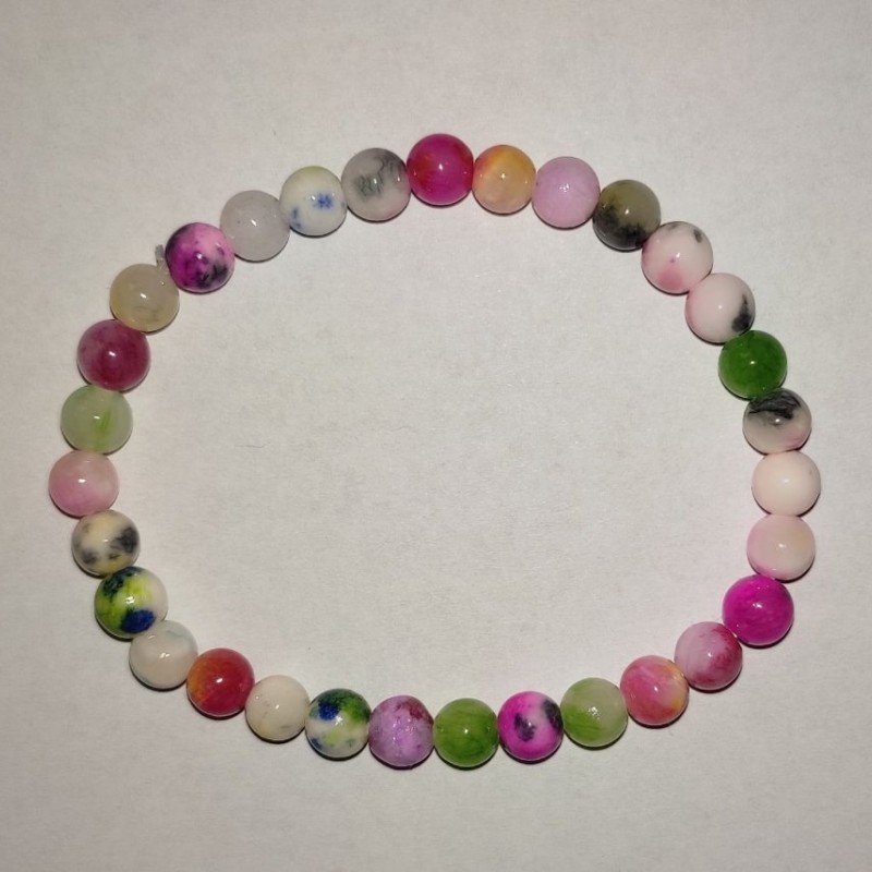 Brățară din cuarț colorat asortat (artificial) – mărgele, diametrul 6 mm, lungime de 18 cm
