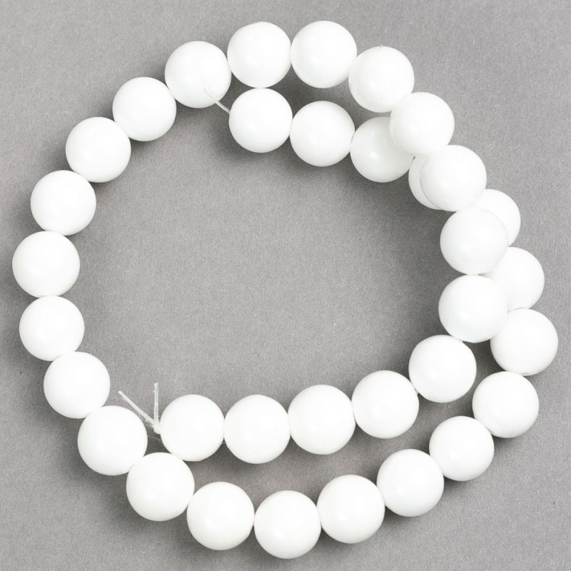 Mărgele pe fir "agat alb" (acrilic artificial) bile netede, diametrul 12 mm, lungime aproximativă de 40 cm