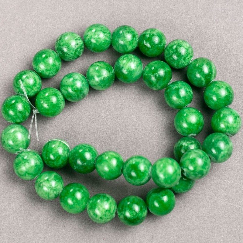 Mărgele de nefrit (acrilic artificial) pe fir de nylon, bilă netedă, diametrul 12,5 mm, lungime 40 cm +/-