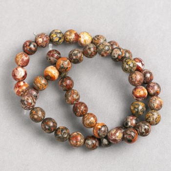 Mărgele din jasper leopard pe șnur – bilă netedă, diametrul de 8 mm, lungime 38 cm