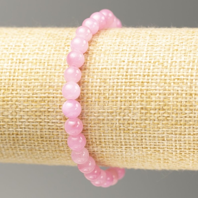 Brățară elastică cu imitație de cuart căpșună (acrilic artificial) mărgele netede, diametru 6,5 mm+-, lungime 18 cm+