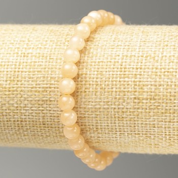 Brățară pe elastic din selenit acrilic artificial, mărgele netede, diametrul de 6,5 mm, lungime 18 cm