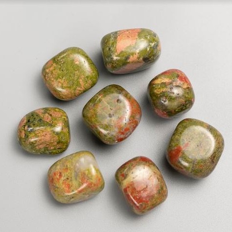 Piatră naturală decorativă Heliotrop Unakit, fațetare, 21x17 mm (+/-), ambalaj de 100 g