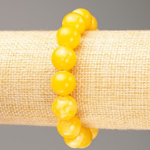 Brățară elastică cu citrin artificial, diametru 12,5 mm, lungime 18 cm