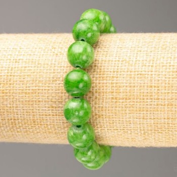 Brățară pe elastic cu imitație de nefrit (acrilic artificial), diametrul 12,5 mm, lungimea 18 cm