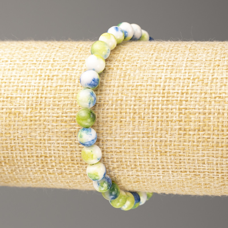 Brățară «Nefrit Oceanic» din acrilic (artificial), diametru 6 mm, lungime 18 cm, bile netede pe elastic