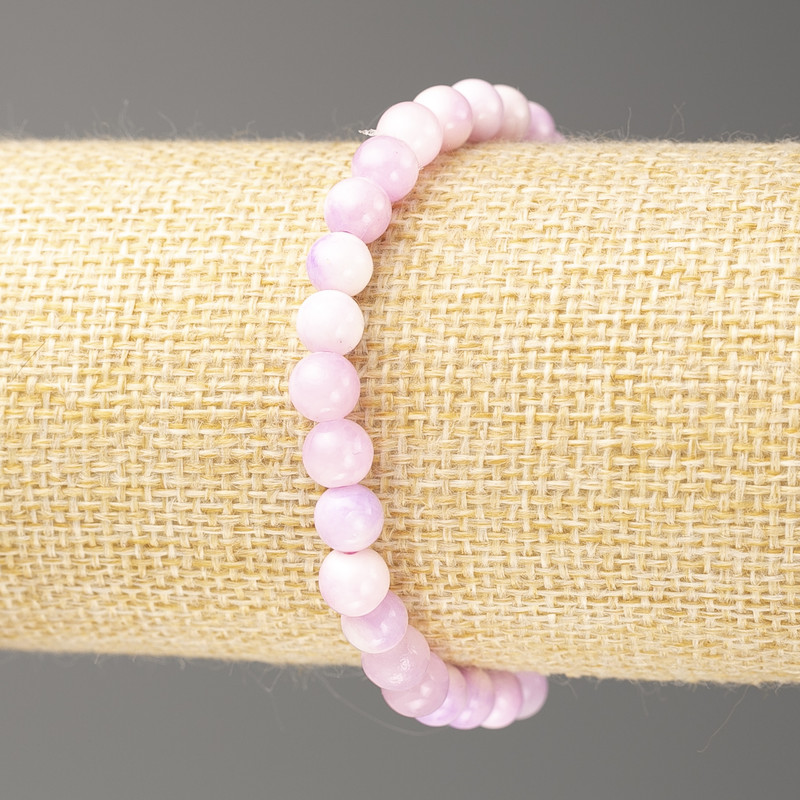Brățară mov deschis alb nefrit oceanic (acril artificial), diametrul 6 mm +-, lungimea 18 cm +-, bile netede pe elastic