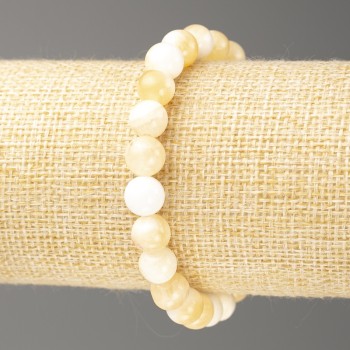 Brățară Sidef Balamut din acrilic, diametru 8 mm ±, lungime 18 cm ±, mărgele netede pe elastic