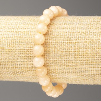 Brățară din selenit artificial din acril, diametru 8 mm ±, lungime 18 cm ±, bile netede pe elastic