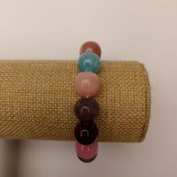 Brățară elastică din cuarț tonifiat – Asortiment (acrilic artificial) mărgele netede, diametrul 12,5 mm, lungime 18 cm