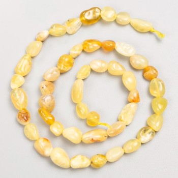 Mărgele pe șnur din piatră naturală – agat galben șlefuit, 8×11–6×8 mm+, lungime 41 cm+