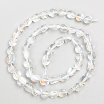 Mărgele pe șnur din sticlă opală, cu fațete, diametrul 6×7 mm, lungime 40 cm