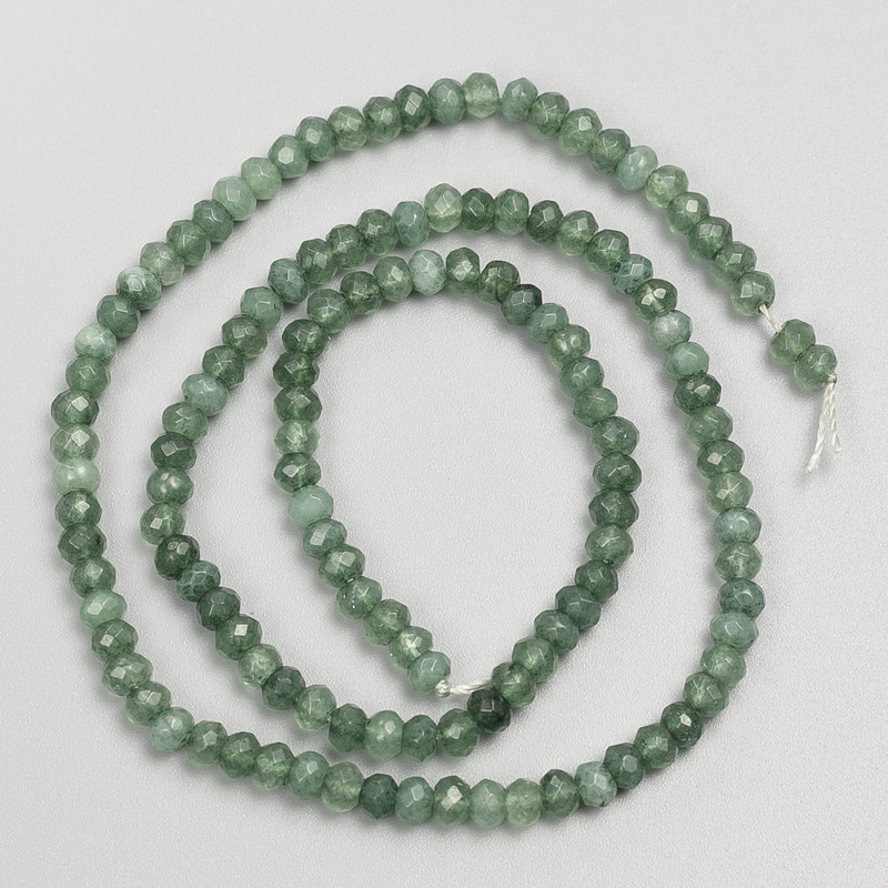 Mărgele din nefrit (artificial), cu fațetare rondelle, pe șnur, diametrul 4x3 mm (+/-), lungime 38 cm (+/-)