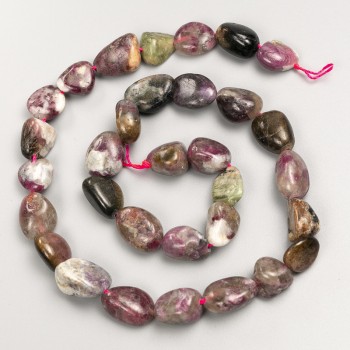 Mărgele din turmalină naturală, forme brute pe șnur, diametrul 10×14 mm, lungime 40 cm+