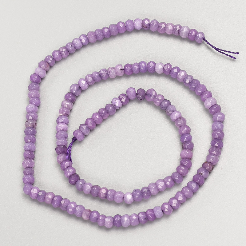 Mărgele din ametist artificial, tăiate, în formă rondel, pe șnur, d4×2,5mm±, lungime 37 cm+