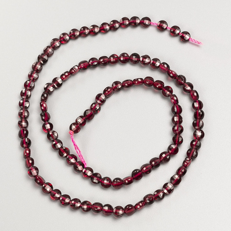 Mărgele din granat, piatră naturală, în formă de monedă, pe șnur, diametru 4×2,5 mm, lungime 39 cm