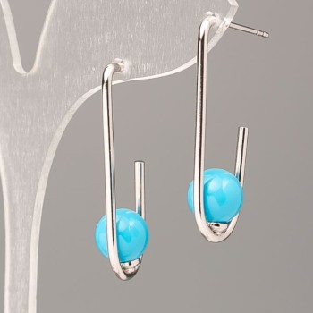 Cercei Xuping cu perlă Mallorca albastră 33x8 mm