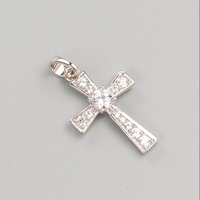 Pandantiv Cruce Xuping rodiu cu pietre albe 22x14 mm+
