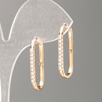 Cercei Xuping cu placare aur 18K și cristale albe, diametrul 27x2 mm+