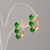 Cercei Xuping placare cu aur 18K cu piatră verde și strasuri albe 17x5 mm