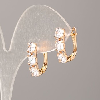 Cercei Xuping placare cu aur 18K cu cristale albe, diametrul 17x5 mm+