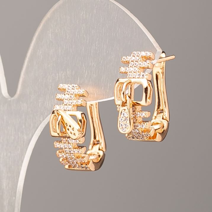 Cercei Xuping placare cu aur 18K, cu cristale albe, diametrul 19x8, 5 mm+