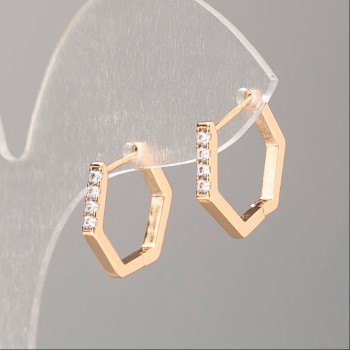 Cercei Xuping placare aur 18K cu cristale albe, diametrul 14x2 mm+