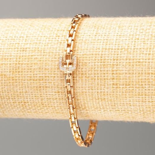 Brățară Xuping placată cu aur 18K, lungime 19 cm, grosime 4 mm, cu strasuri albe